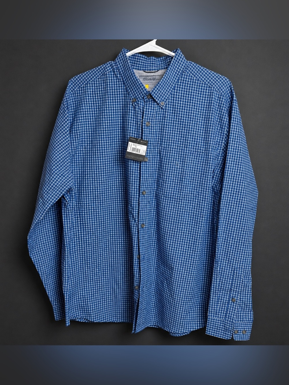 NWT Eddie Bauer Mens XL Blue Plaid Button Down Performance long sleeve Shirt